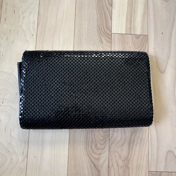 Vintage Black Clutch – Mesh Texture, Gold Trim - Picture 2 of 7